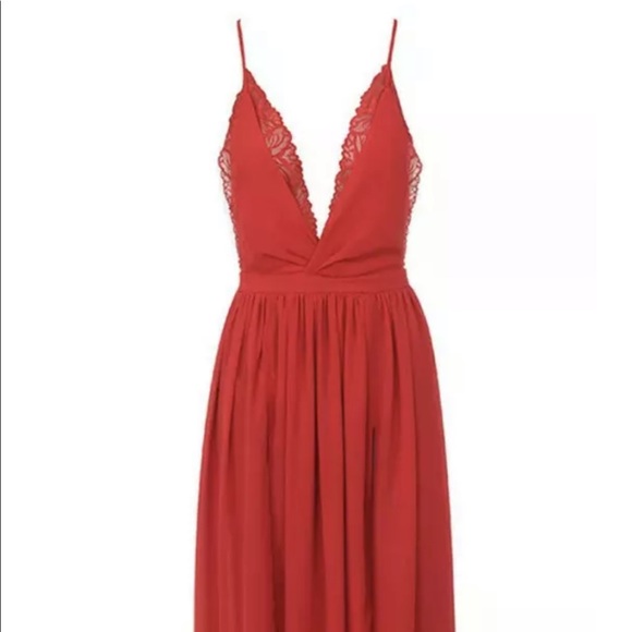 ❌SOLD❌HOUSE OF CB 'Darla' Red Chiffon Maxi Dress Small - Picture 4 of 9